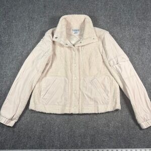 FLX Sherpa Fleece Mixed Media Jacket Womens S Cream Excellent Utility Gorpcore